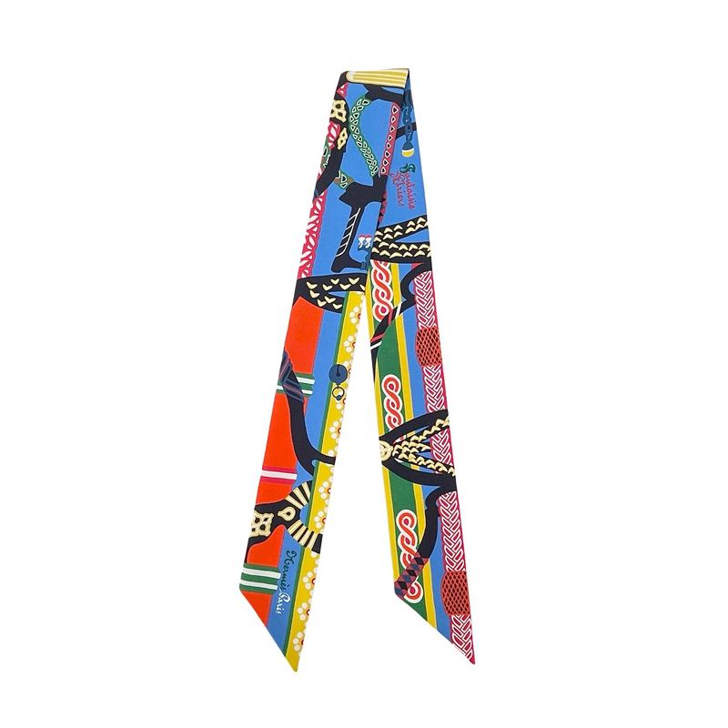 Hermes Multicolor Fantaisie Detriers Silk Twilly Scarf