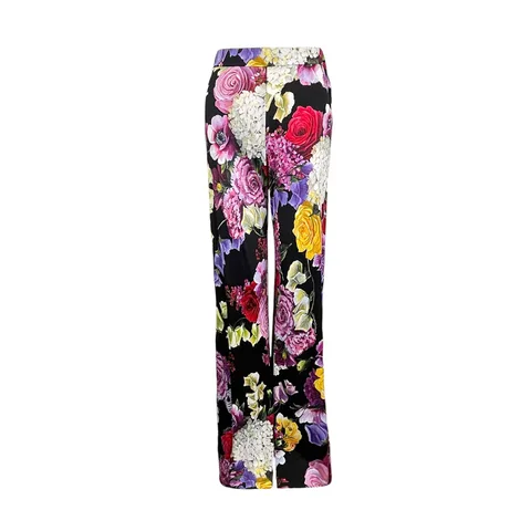 Dolce Gabbana Black Multicolor Floral ViscoseI Pants IT40