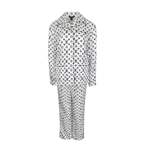 Louis Vuitton White Black Monogram Pajama Shirt 36 Pants 36 - 1