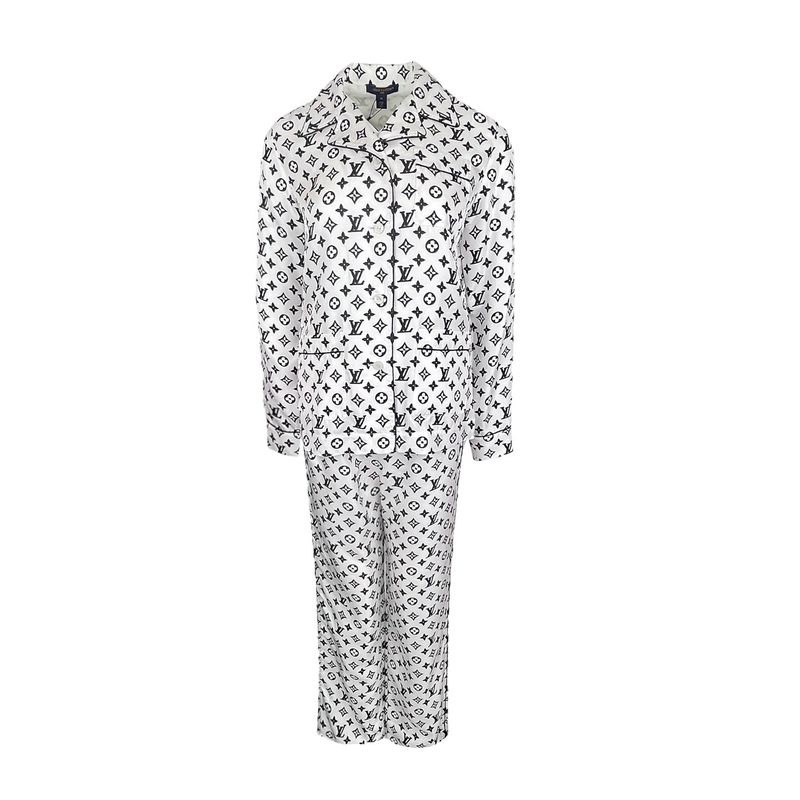 Louis Vuitton White Black Monogram Pajama Shirt 36 Pants 36 - 1