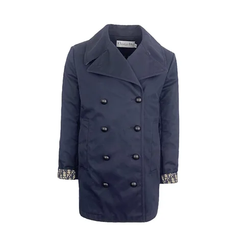 Christian Dior Navy Blue Cotton Short Trench Coat FR36 - 1