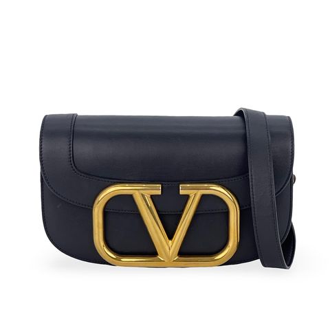 Valentino Black Smooth Calfskin Supervee Shoulder Bag - 1