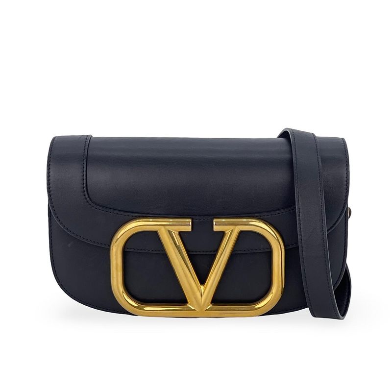 Valentino Black Smooth Calfskin Supervee Shoulder Bag