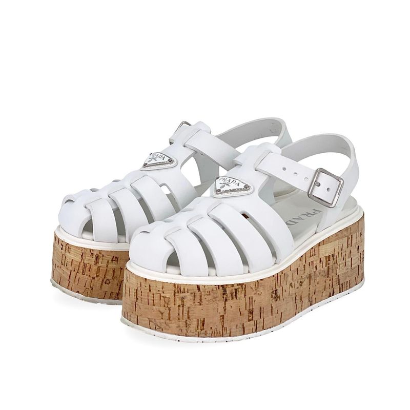 Prada White Rubber Monolith Sandals 36