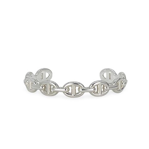 Hermes Sterling Silver Chaine Dancre Enchainee Bracelet Medium ST - 1