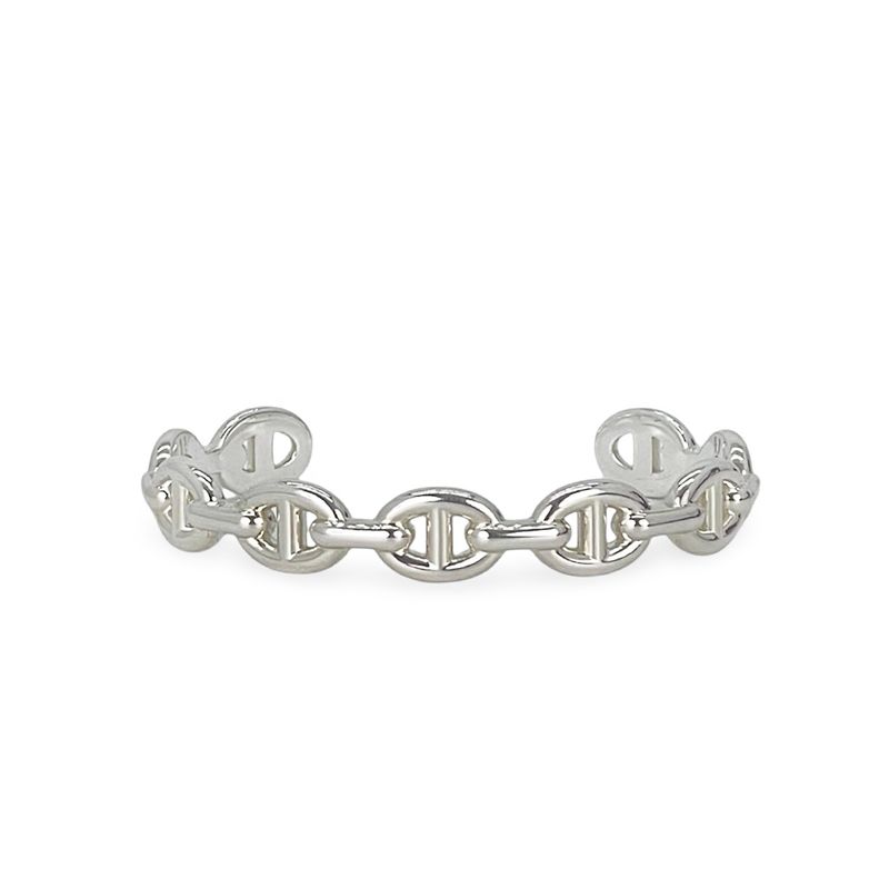 Hermes Sterling Silver Chaine Dancre Enchainee Bracelet Medium ST - 1