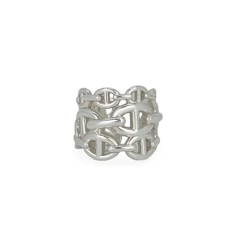 Hermes Sterling Silver Chaine Dancre Enchainee Large Ring 51 - 1