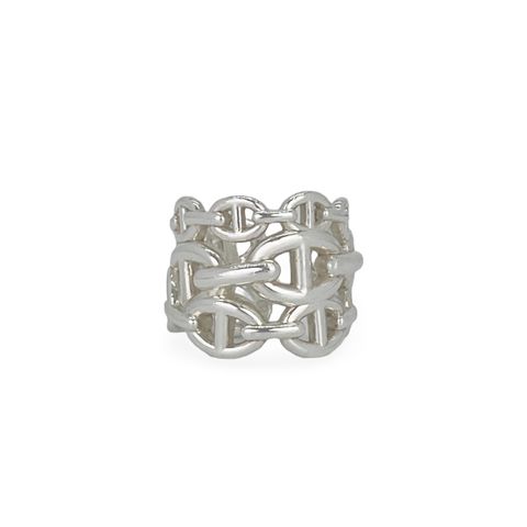 Hermes Sterling Silver Chaine Dancre Enchainee Large Ring 51 - 1