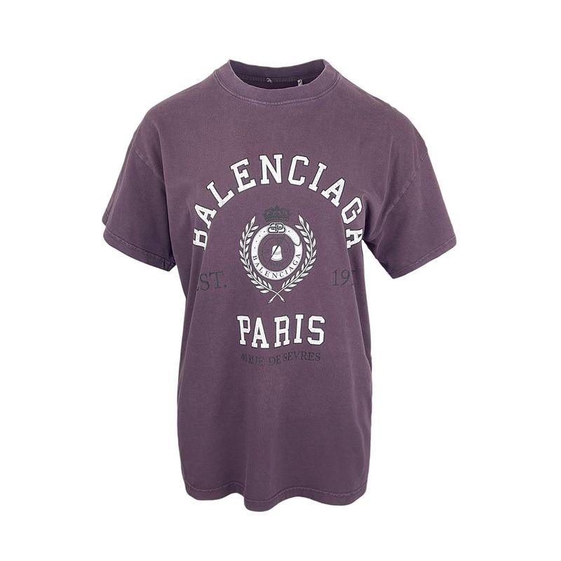 Balenciaga Damson Graphic Print Cotton Jersey Tshirt XS - 1