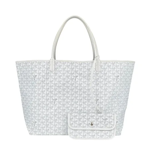 Goyard White Goyardine Canvas Chevroches Calfskin Saint Louis GM Bag - 1