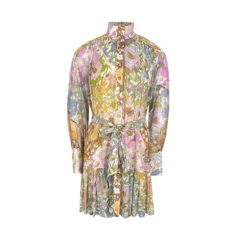 Zimmermann Multicolor Floral Printed Cotton Silk Belted Dress 1 - 1