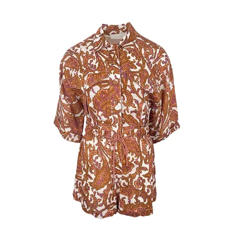 Zimmermann Coral Tiggy Utility Linen Playsuit 1