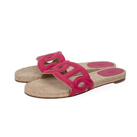 Hermes Rose Framboise Nappa Leather Famosa Espadrilles 40 - 1