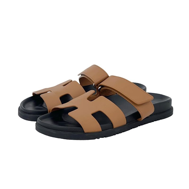 Hermes Naturel Calfskin Chypre Sandals 38.5