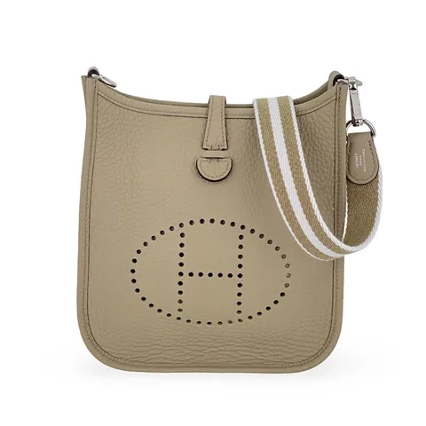 Hermes Clemence Leather Palladium Hardware Beige Marfa Gris Pale Evelyne 16 - 1