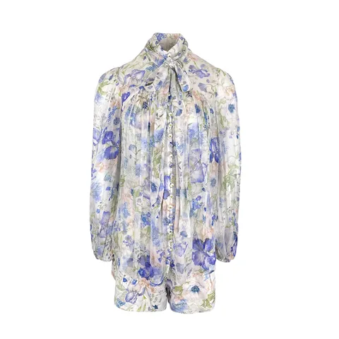 Zimmermann Natura Floral Tie Neck Blouse 1 Shorts 1 - 1