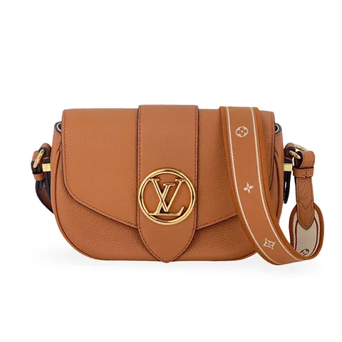Louis Vuitton Golden Sienna Grained Calfskin LV Pont 9 Soft MM Bag - 1
