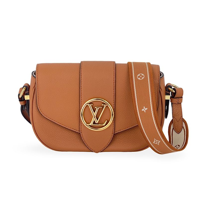 Louis Vuitton Golden Sienna Grained Calfskin LV Pont 9 Soft MM Bag