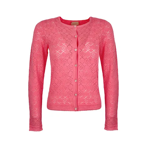 Gucci Pink Viscose Cotton Knitted Cardigan S - 1