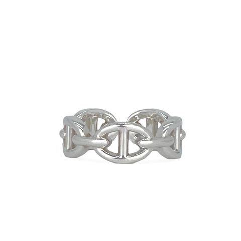 Hermes Sterling Silver Chaine Dancre Enchainee Small Ring 52 - 1