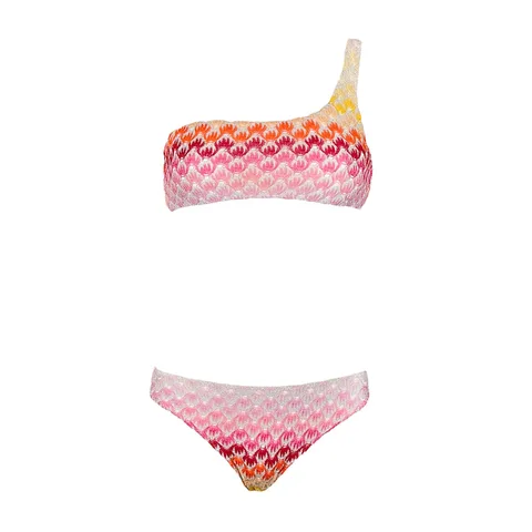 Missoni Multicolor Seashell Knit One Shoulder 2 Pieces Swimsuit IT42 - 1