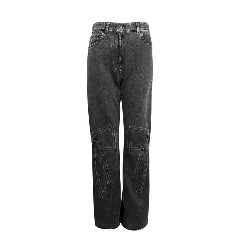Chanel Anthracite Cotton Denim Bow Jeans 34 - 1
