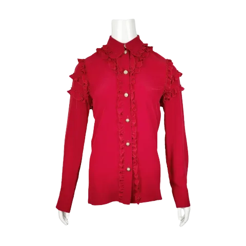 Gucci Red Flounced Silk Shirt IT42 - 1