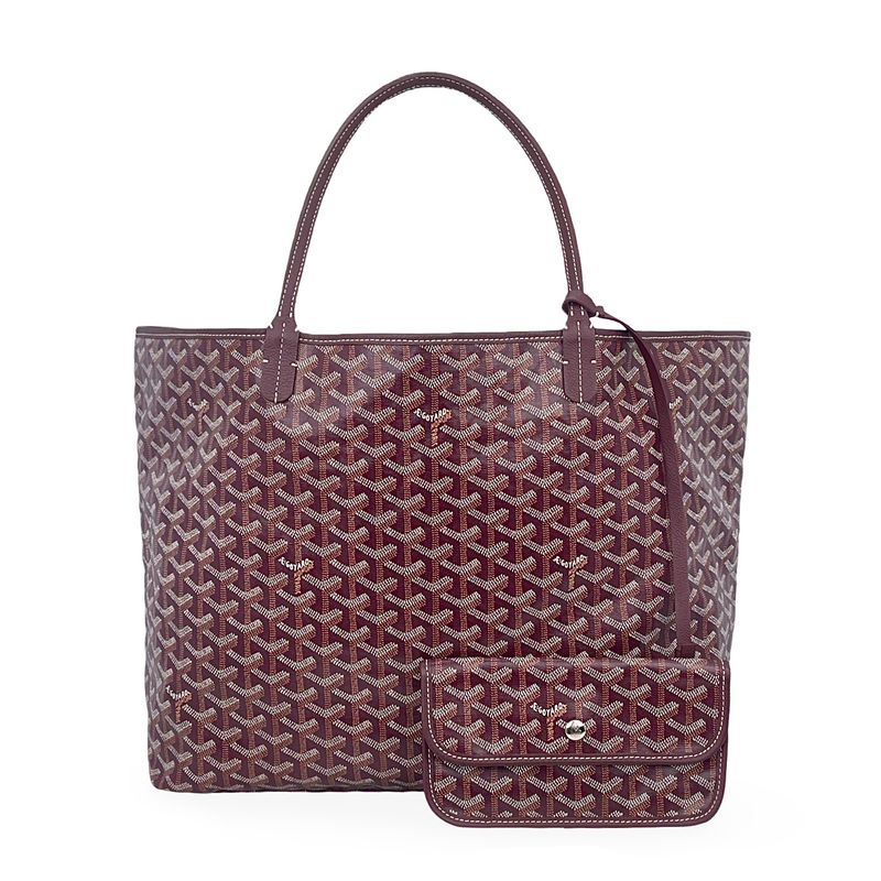 Goyard Burgundy Goyardine Canvas Chevroches Calfskin Saint Louis GM Bag - 1