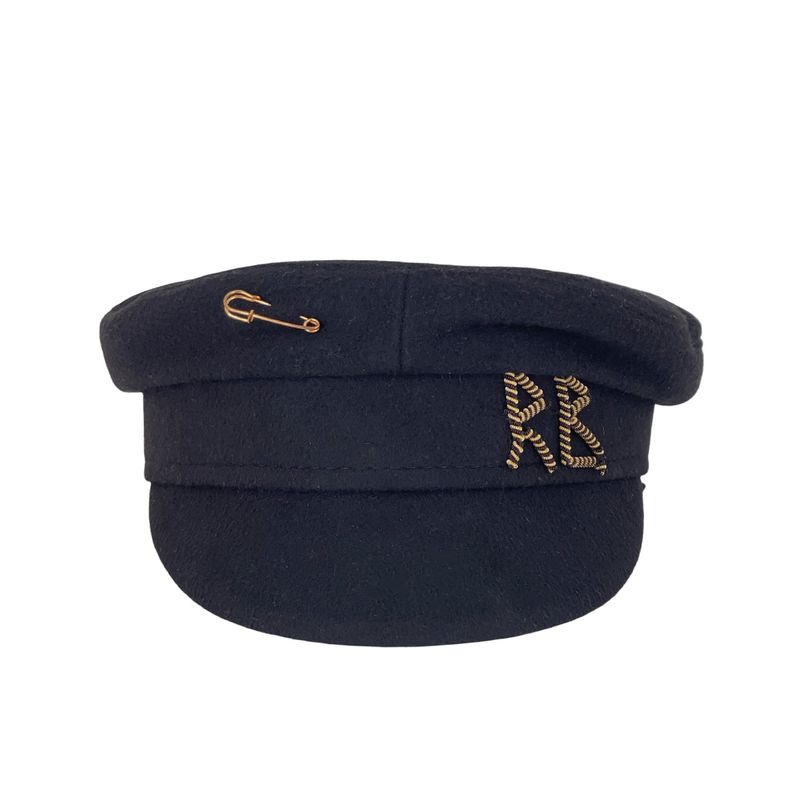 Ruslan Baginskiy Black Wool Safety Pin Baker Boy Hat M - 1