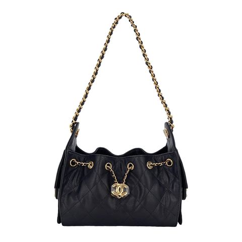 Chanel Black Grained Calfskin Gold Hardware Mini 25 Hobo Bag - 1