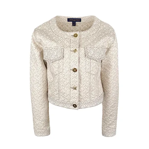 Louis Vuitton Beige 3D Monogram Cotton Denim Jacket 34 - 1