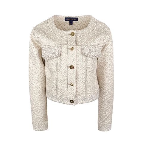 Louis Vuitton Beige 3D Monogram Cotton Denim Jacket 34 - 1
