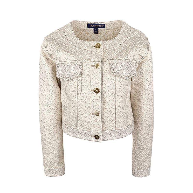 Louis Vuitton Beige 3D Monogram Cotton Denim Jacket 34