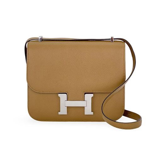 Hermes Chevre Mysore Leather Palladium Hardware Kraft Rose Azalee Constance 18 - 1
