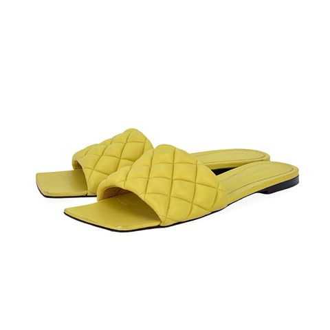 Bottega Veneta Yellow Quilted Leather Lido Slides 40.5 - 1
