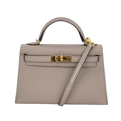 Hermes Sellier Epsom Leather Gold Hardware Gris Asphalt Mini Kelly - 1
