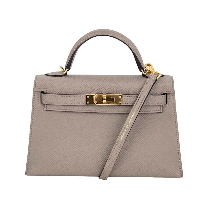 Hermes Sellier Epsom Leather Gold Hardware Gris Asphalt Mini Kelly