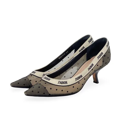 Christian Dior Black Dot Mesh J'Adior Pointed Toe Pumps 40 - 1