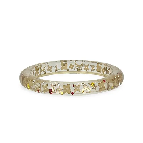 Louis Vuitton Clear Resin Gold Tone Monogram Inclusion Bangle - 1