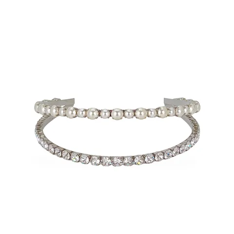 Miu Miu White Resin Pearl Crystal Double Headband - 1