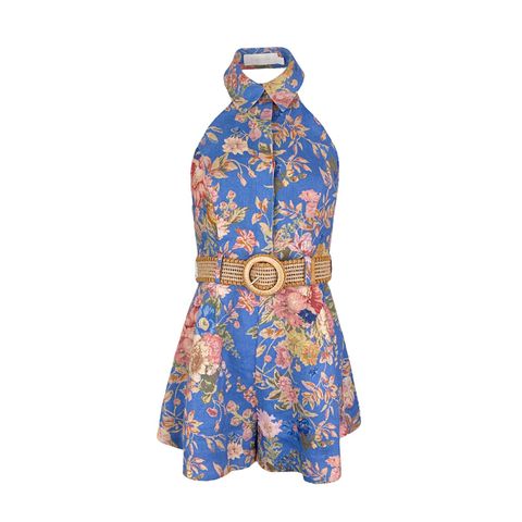 Zimmermann August Halter Neck Linen Playsuit 0 - 1