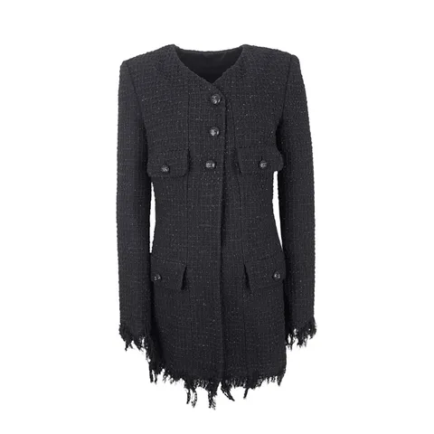 Chanel Black Shimmering Tassel Tweed 2022 Jacket 38
