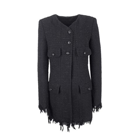 Chanel Black Shimmering Tassel Tweed 2022 Jacket 38 - 1