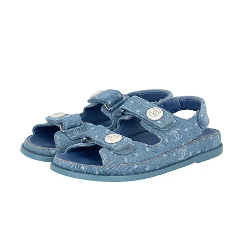 Chanel Blue Denim CC Logo Dad Sandals 40C - 1
