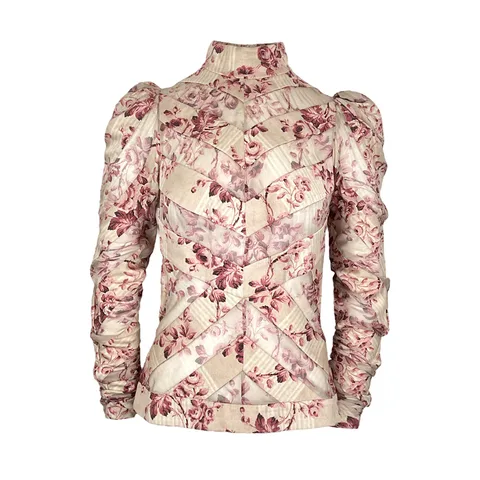 Zimmermann Unbridled Chevron Floral Silk Blouse 1 - 1