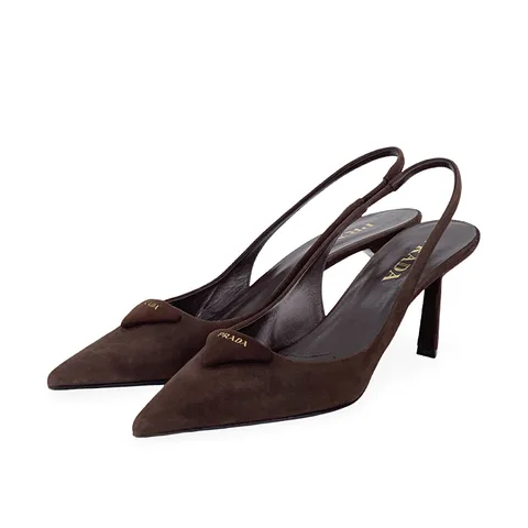 Prada Brown Suede Triangle Slingback Pumps 40 - 1