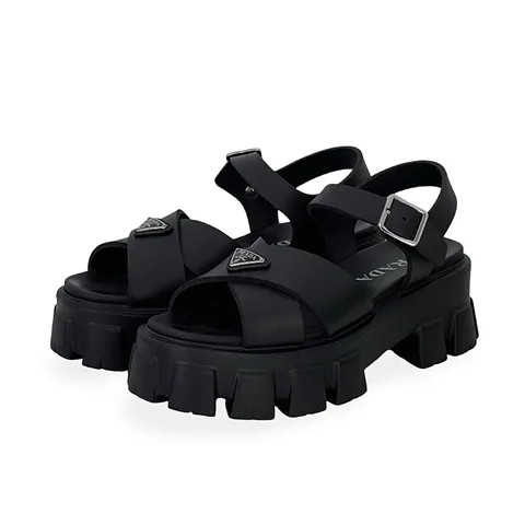 Prada Black Rubber Sporty Monolith Sandals 38 - 1
