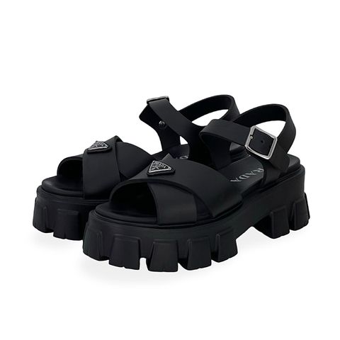 Prada Black Rubber Sporty Monolith Sandals 38 - 1