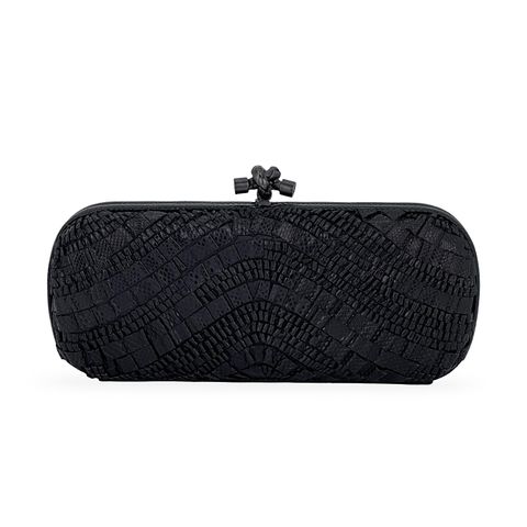 Bottega Veneta Black Lizard Ruffled The Knot Clutch - 1