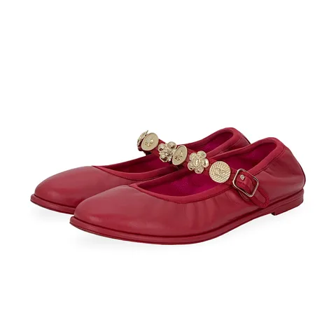 Chanel Red Leather Charms Mary Jane Flats 38 - 1